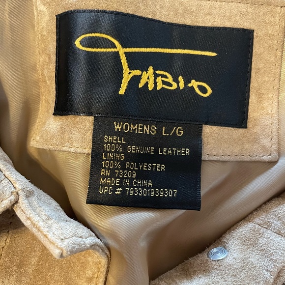 Suede leather tan Fabio button down jacket women’s size large - Picture 4 of 4